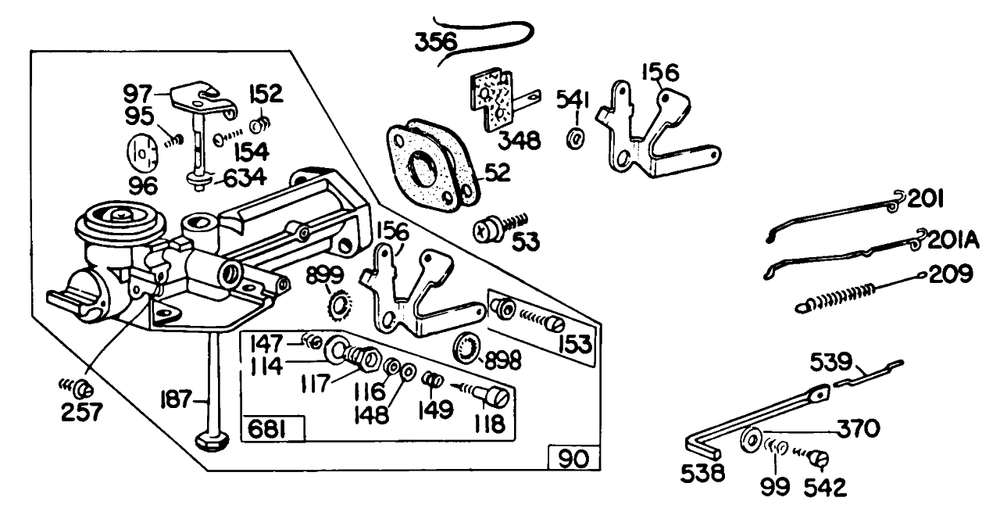 (2) Carburetor Assemblies 1 Diagram and Parts List for 80102-0189-XX  Briggs and Stratton Engine